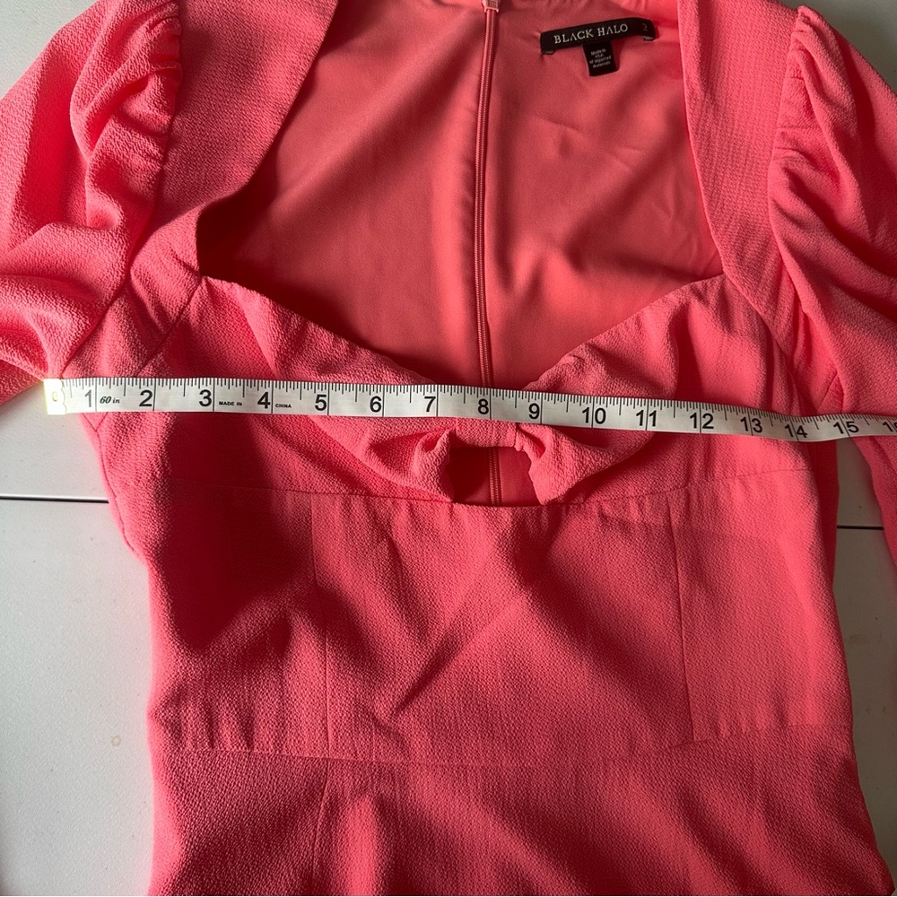 Black Halo Bow Front Fit & Flare Dress Pink Size 2 NWOT - Picture 5 of 12